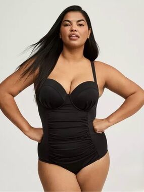 Slim Fix Underwire Strappy Back One Piece Swimsuit sz 2-DD/F